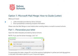 'MailMerge: How To Guide' - School Invitation Letters